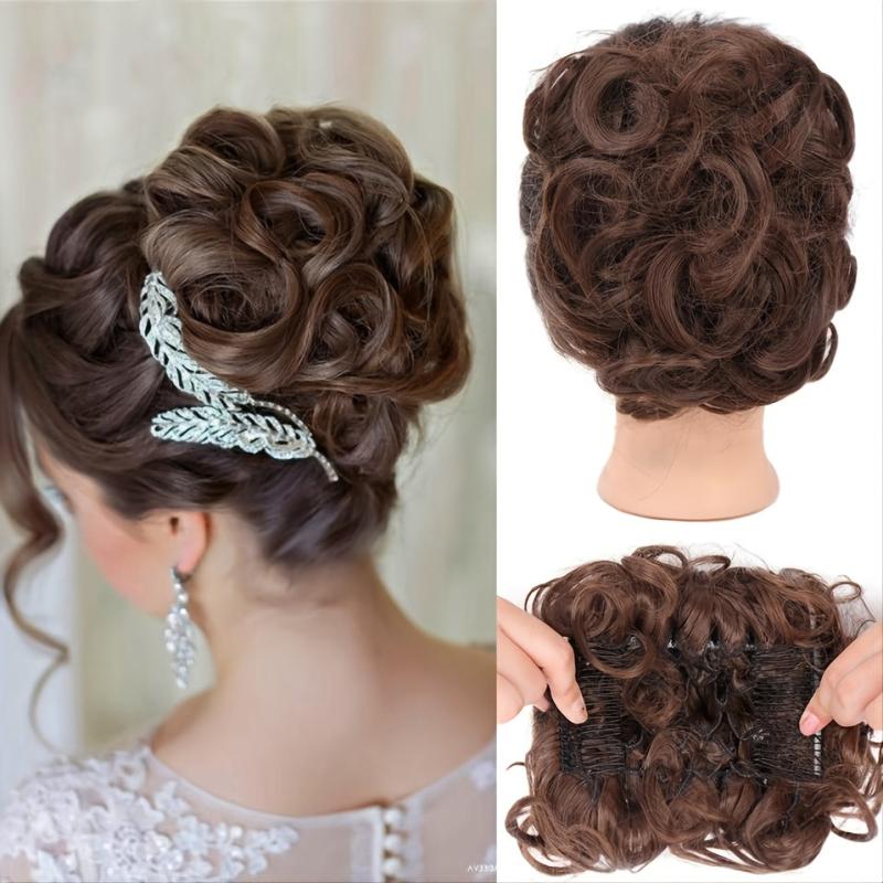 Curly Bun Extension Combs Synthetic Hair Bun for Women Updo Hairpiece
