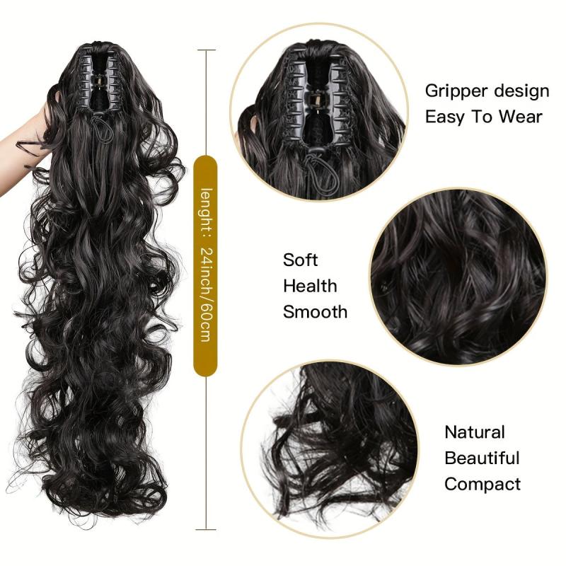 Long Curly Wavy Ponytail Extensions Synthetic Clip In Hair Extensions