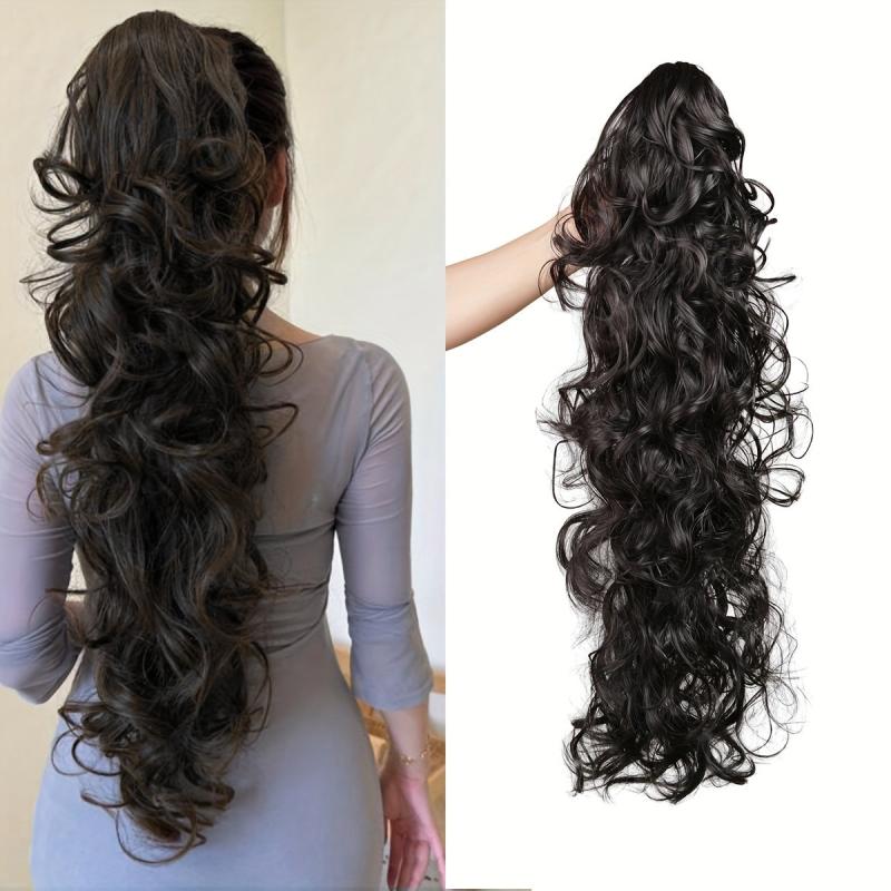 Long Curly Wavy Ponytail Extensions Synthetic Clip In Hair Extensions