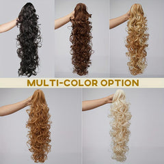 Long Curly Wavy Ponytail Extensions Synthetic Clip In Hair Extensions