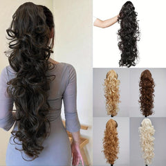Long Curly Wavy Ponytail Extensions Synthetic Clip In Hair Extensions