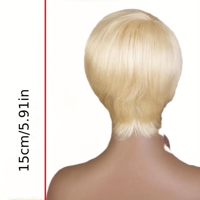15 24 Cm Short Blonde Pixie Wig For Women Natural Straight Synthetic Wig