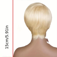 15 24 Cm Short Blonde Pixie Wig For Women Natural Straight Synthetic Wig