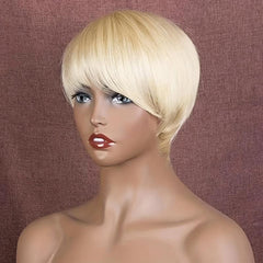 15 24 Cm Short Blonde Pixie Wig For Women Natural Straight Synthetic Wig