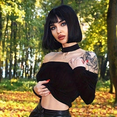 Short Bob Cut Wigs 30 48 Cm Synthetic Fiber None Lace Hair Wigs For Women