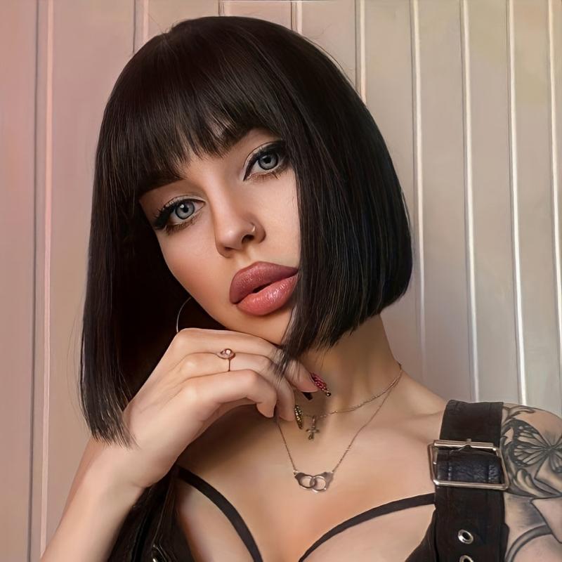 Short Bob Cut Wigs 30 48 Cm Synthetic Fiber None Lace Hair Wigs For Women
