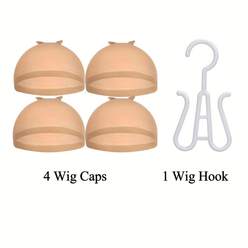 4 Pcs Stocking Wig Caps + 1 Wig Hook for Professional Use