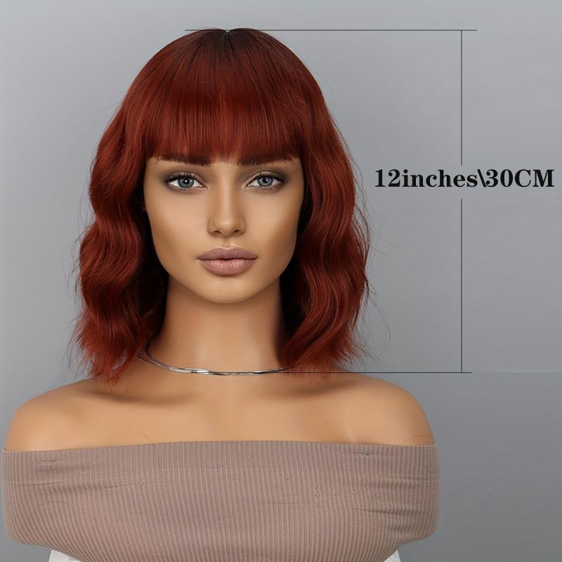 Short Curly Wig with Bangs for Women