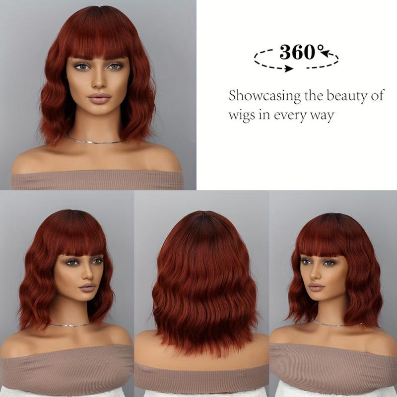 Short Curly Wig with Bangs for Women
