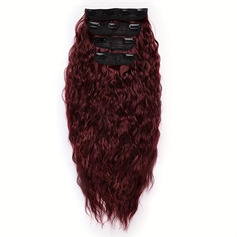 Long Wavy Curl Synthetic Clip In Hair Extensions for Daily Use