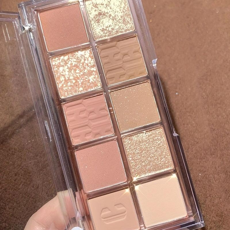 10 Colors Eyeshadow Palette Golden Brown Pumpkin Matte Pearly Shimmer