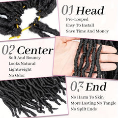 Soft Locs Crochet Hair Extensions Pre Looped 6 Packs 12Strands Pack