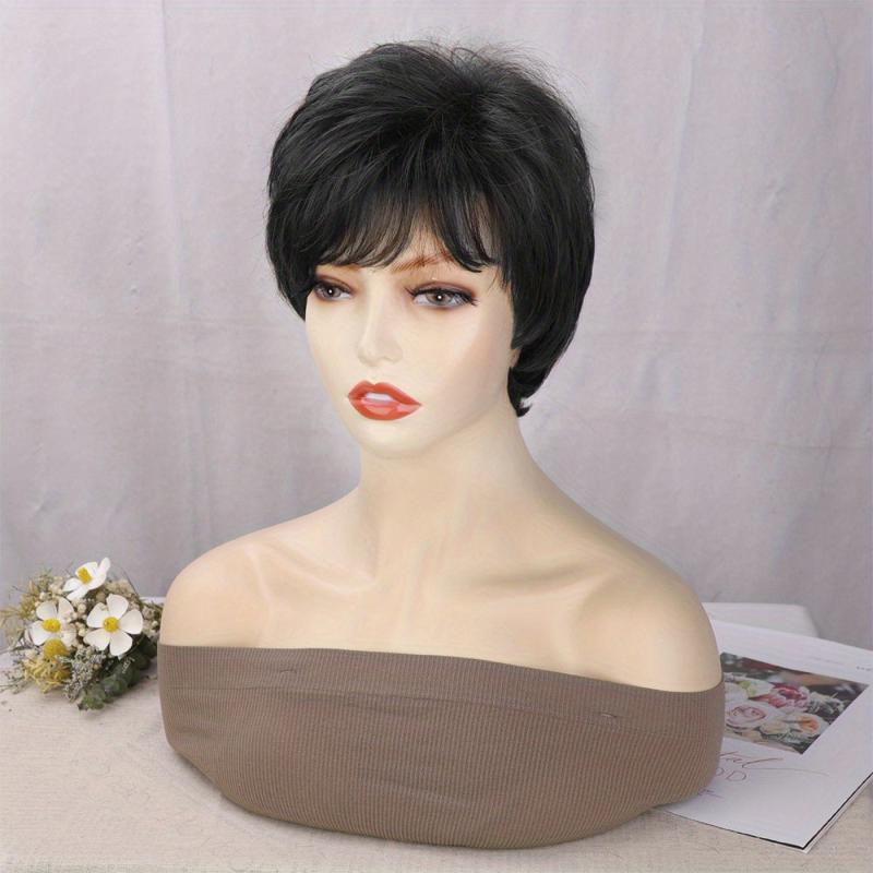 Short Brown Pixie Cut Wig with Bangs for Women