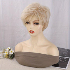 Short Brown Pixie Cut Wig with Bangs for Women