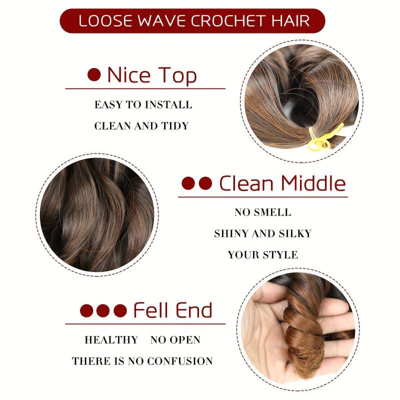 French Curling Hair Pre stretched Hair Loose Wave Braided Hair Ombre 2 tone