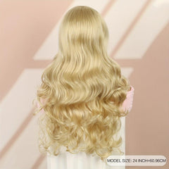 Long Wavy Brown Blonde Wig with Bangs