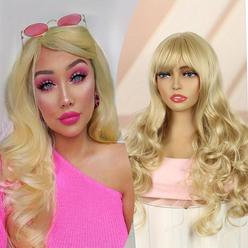 Long Wavy Brown Blonde Wig with Bangs