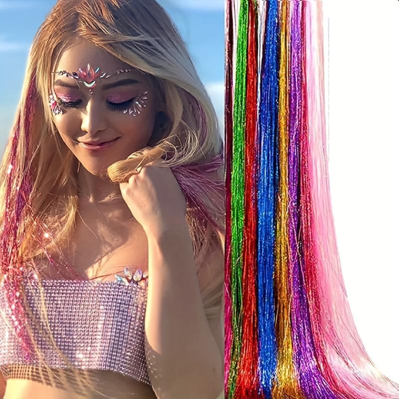 12 Colors Fairy Tinsel Hair Extensions Kit