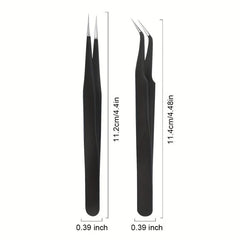 Eyelash Manicure Tweezers Stainless Steel Straight Curved Pliers