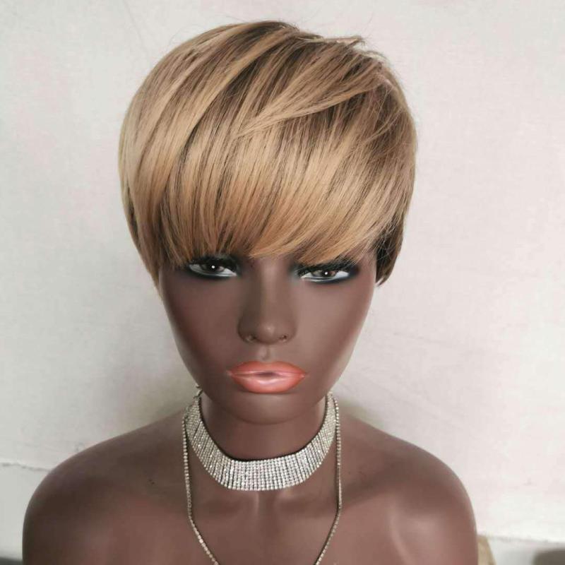 Ombre Short Pixie Cut Hair Wigs For Women 15-24cm