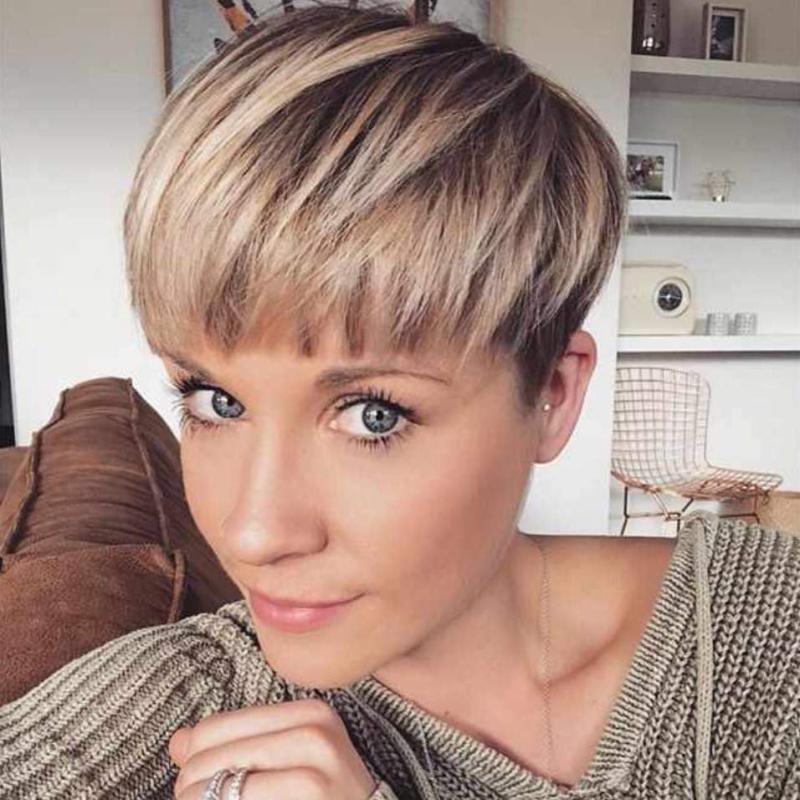 Ombre Short Pixie Cut Hair Wigs For Women 15-24cm