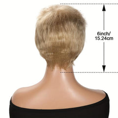 6 inch Fluffy Blonde Pixie Cut Wig No Lace Replacement Wig