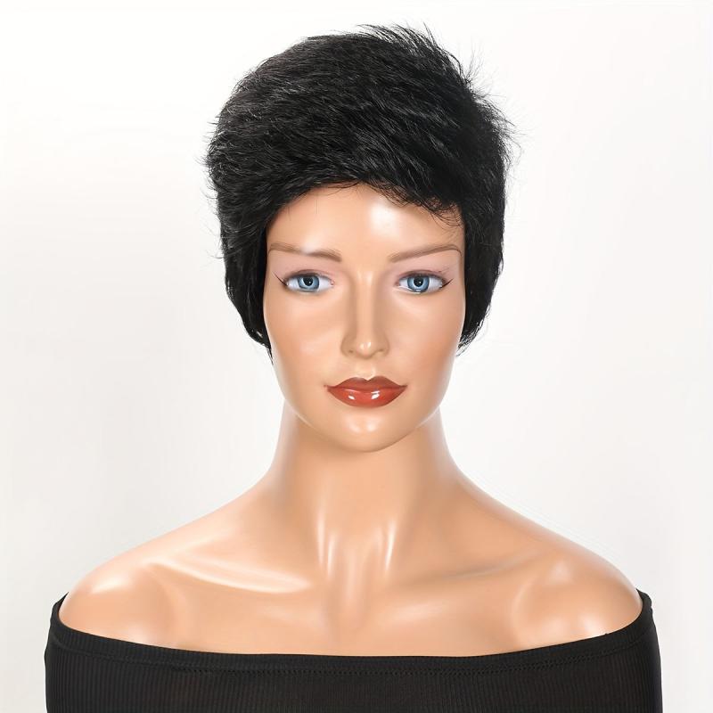 6 inch Fluffy Blonde Pixie Cut Wig No Lace Replacement Wig