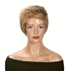 6 inch Fluffy Blonde Pixie Cut Wig No Lace Replacement Wig
