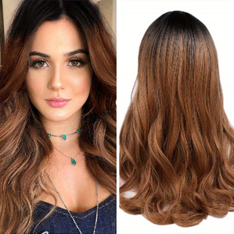 Long Curly Wig With Bangs Synthetic Wig Heat Resistant Fashionable For Daily Use