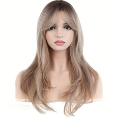 Long Curly Wig With Bangs Synthetic Wig Heat Resistant Fashionable For Daily Use