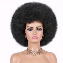 Short Kinky Curly Wig Natural Ombre Synthetic Hair