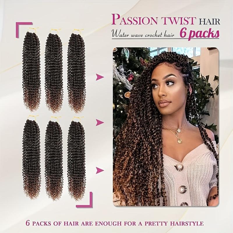 6pack 45 Passion Twist Hair Extensions Crochet Curly Locs Braids for Women