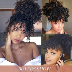 Curly Hair Bun With Bangs Afro Puff Ponytail