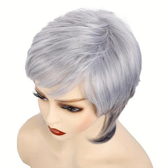 Short Grey Pixie Wig for Women Silver Grey Hair Replacement Cosplay Party Wig
