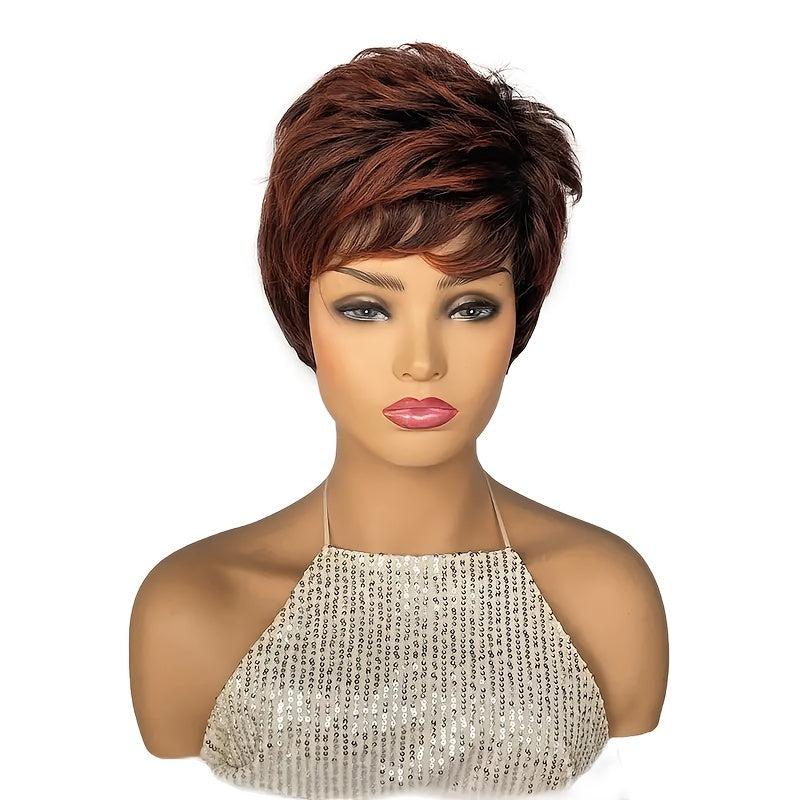 Layered Short Straight Pixie Cut Wig With Bangs Synthetic Wig