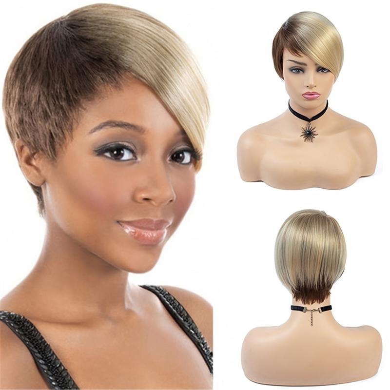 Layered Short Straight Pixie Cut Wig With Bangs Synthetic Wig