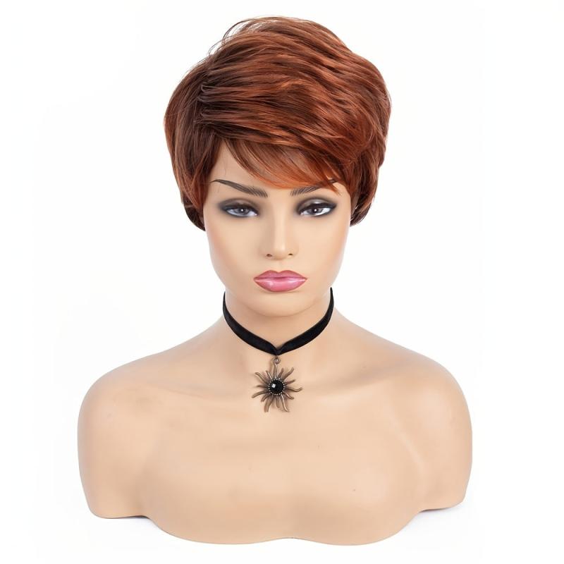 Layered Short Straight Pixie Cut Wig With Bangs Synthetic Wig