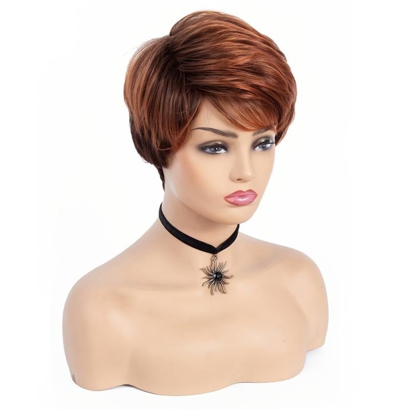 Layered Short Straight Pixie Cut Wig With Bangs Synthetic Wig