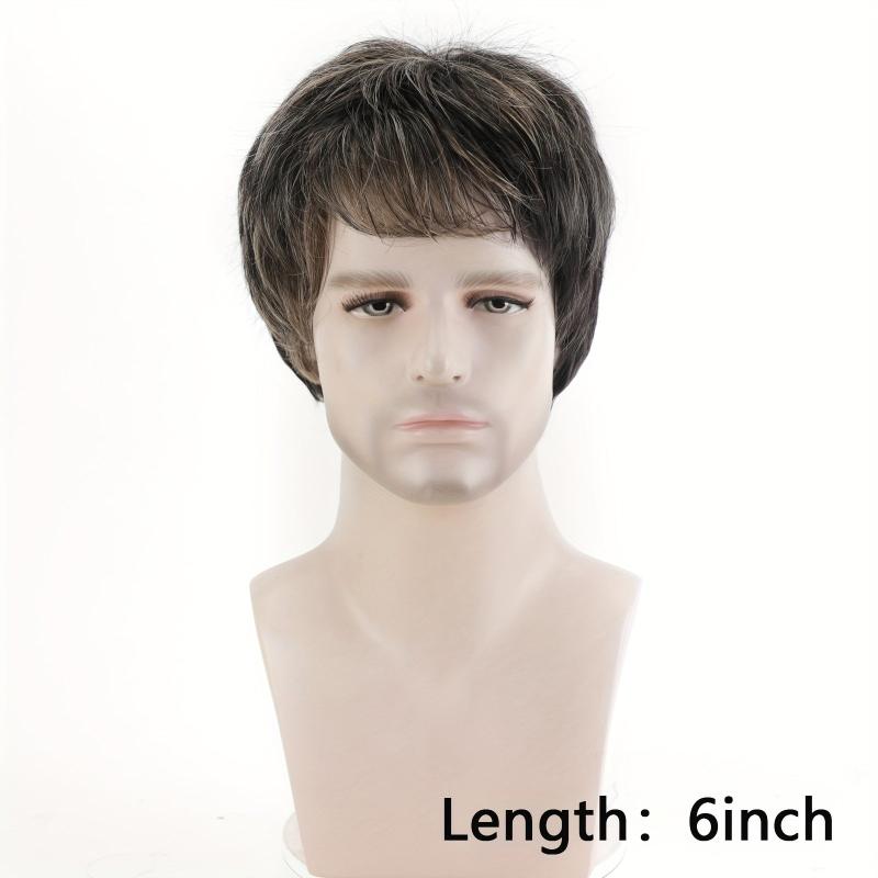 15 24 Cm Synthetic Straight Hair Wigs For Men Short Natural Straight Hair Wigs