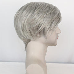 Short Gray Straight Synthetic Cosplay Wig for Halloween