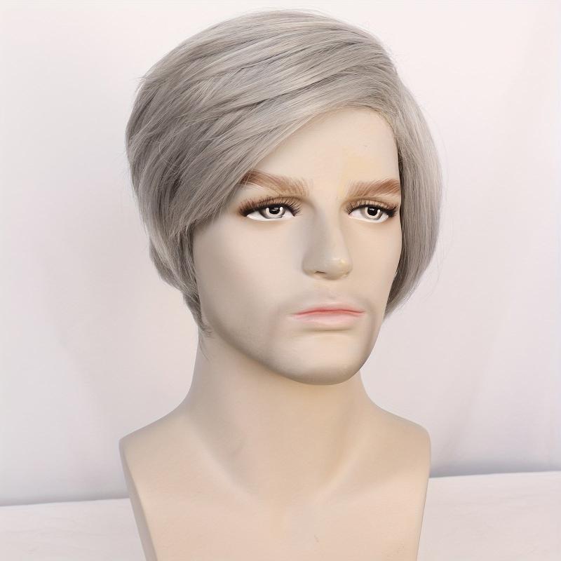 Short Gray Straight Synthetic Cosplay Wig for Halloween