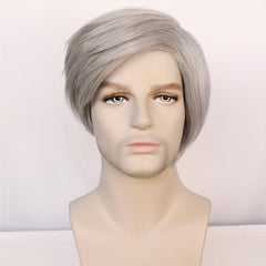 Short Gray Straight Synthetic Cosplay Wig for Halloween