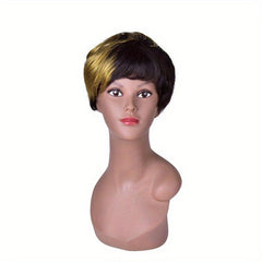 African American Women's Short Pixie Cut Wig Blonde Brown Wig