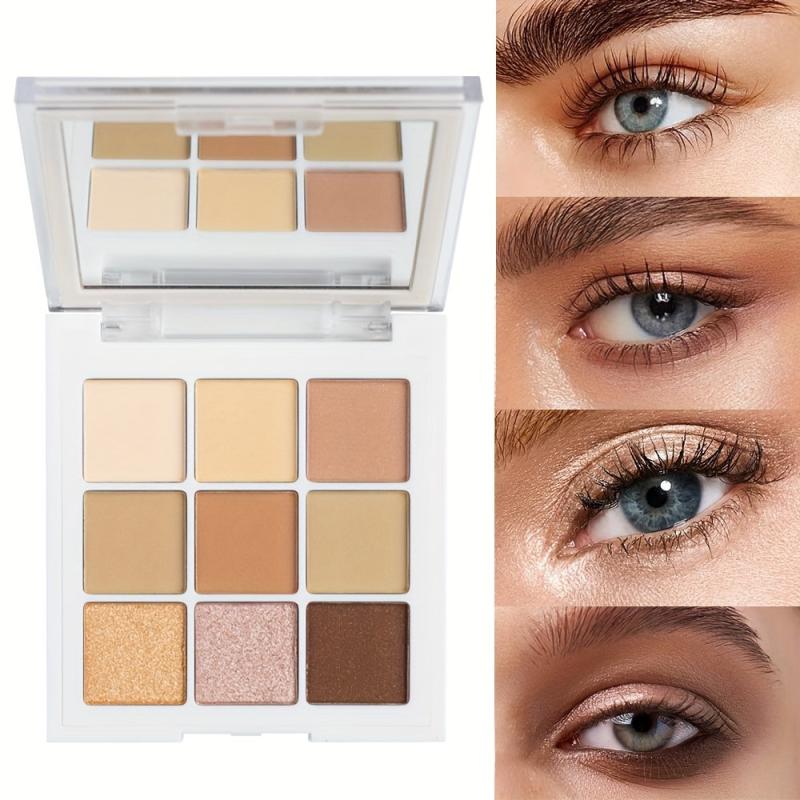 9 Colors Nude Eyeshadow Palette Natural Matte Pearly Finish Waterproof