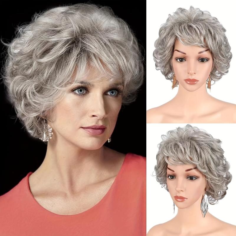 Short Wig Synthetic Hair Old Ladies Role Play