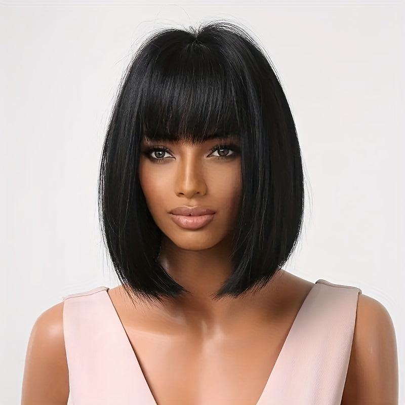 Short Bob Wig With Fringe Straight Wigs For Women