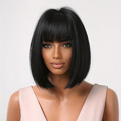Short Bob Wig With Fringe Straight Wigs For Women
