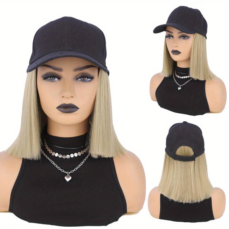 Short Bob Wigs with Baseball Cap for Women