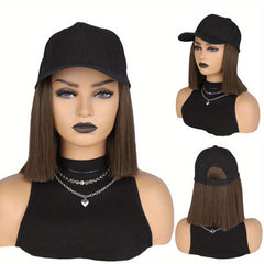 Short Bob Wigs with Baseball Cap for Women