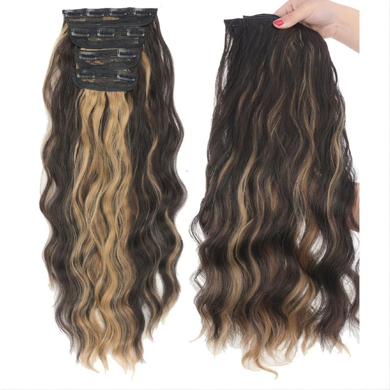 Long Wave Clip In Hair Extensions for Women Full Head Synthetic Hair Extensions